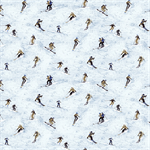 Clothworks - Snow Mountain - Skiers, Light Denim