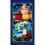 Michael Miller - Starlit Towers - 24^ Cliffside Lantern Panel, Navy