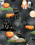 Wilmington Prints - Spooky Tails - Scenic Cats, Black