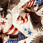 Quilting Treasures - 1776 - American Eagle & Flag Toss, Birch