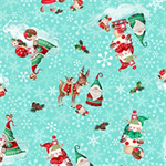 Quilting Treasures - Gnome For The Holiday - Christmas Gnomes Toss, Turquoise
