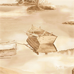 Quilting Treasures - Tranquility - Boats on Water, Tan
