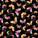 Wilmington Prints - Botanical Magic - Butterfly Toss, Black