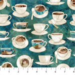 Northcott - Barista - Cups & Saucers, Dark Teal
