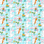 Fabric Traditions - Novelty Prints - Easter Bunnies, Blue