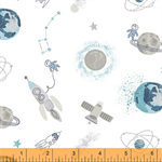 Windham Fabrics - Cubby Bear Flannel - Little Astronaut, White