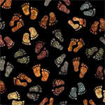 Quilting Treasures - Bigfoot - Bigfoot Footprints, Black