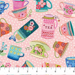 Northcott - My Cup of Tea - Tea Cups, Pink