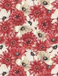 Wilmington Prints - Scarlet Dreams - Packed Florals, Red/White