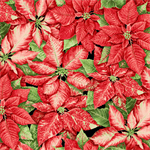 Henry Glass - Holiday Botanical - Packed Poinsettias, Red