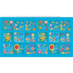 Clothworks - Faithfully Yours - 24^ Panel with 6^ Blocks, Dark Aqua