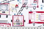 Shannon Fabrics - Cuddle Prints - Pups on Trucks, Scarlet