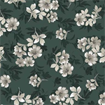 Quilting Treasures - Le Fleur - Tossed Floral, Dark Green