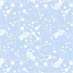 Henry Glass - Kittens In The Garden - Tonal Floral, Blue