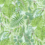 Henry Glass - Pink Paradise - Large Leaves, Green