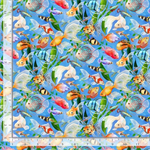 Timeless Treasures - Cats - Aquarium Fish, Blue
