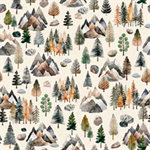 Quilting Treasures - Bigfoot - Pine Trees, Cream