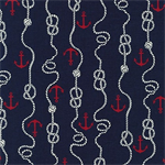 Robert Kaufman - Cotton Flax Print - Anchors & Rope, Navy