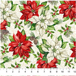 Northcott - Holiday Joy - Poinsettias, Cream