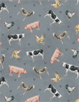 Wilmington Prints - Farmhouse Chic - Animals, Gray Blue