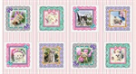 Studio E - Kitty Glitter - 24^ Panel of 8, 9^x9^ blocks, Pink/Multi