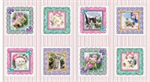 Studio E - Kitty Glitter - 24^ Panel of 8, 9^x9^ blocks, Pink/Multi