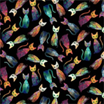 Timeless Treasures - Minky Print - (Softie) - Tossed Quilt Cats, Black