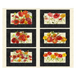 Clothworks - Poppy Dreams - 36^ Placemat Panel, Black