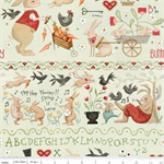 Riley Blake - Hop Hop Hooray - Bunny Border Stripe, Flax