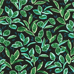 Robert Kaufman - Wishwell Patio - Green Leaves, Black