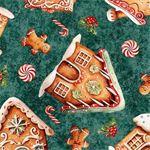 Quilting Treasures - QT Cuties - Gingerbread Houses, Green