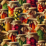 Blank Quilting - Homestead Heritage - Vegetables In Jars, Sunset