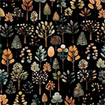 Quilting Treasures - Bigfoot - Trees, Black
