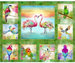 3 Wishes - Tropicolor Birds - 34^ Large Panel, Green
