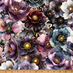 Hoffman California - Midnight Flora - Large Packed Flowers, Deep Amethyst