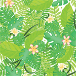 Benartex Kanvas Studio - Island Time - Tropical Leaves, Green/White