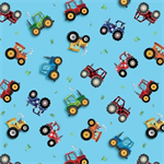 Benartex Kanvas Studio - Barnyard Rules - Tractors, Blue