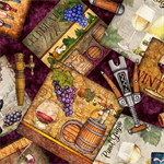 Quilting Treasures - Cork & Barrel - Wine Labels, Merlot