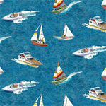 Blank Quilting - Going Places - Boats, Blue