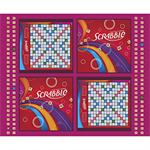 Quilting Treasures - Game Night - 36^ Scrabble Board Panel, Fuschia