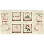Clothworks - Home For Christmas - 24^ Stocking Panel, Light Khaki