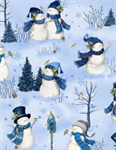 Wilmington Prints - Let it Snow-Man! - Scenic Snowmen, Light Blue