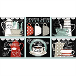 Riley Blake - Coffee Chalk - 24^ Placemat Panel, Black