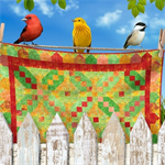 Timeless Treasures - Birds - Digital  Birds on Quilt - 11^ Stripe, Multi