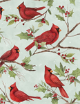 Wilmington Prints - Medley In Red - Large Cardinals All Over, Mint Green