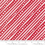 Moda - Snow Time - Dotted Bias Stripe, Poinsettia Red