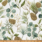 Hoffman California - Ornament Grove - Pine Boughs, Light Gray/Gold