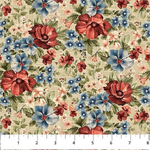 Northcott - Farmhouse Sampler - Packed Floral, Beige