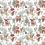 P & B Textiles - Woodland Whispers - Santa's Woodland Allover, White