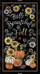 Timeless Treasures - Harvest - 24^ Hello Beautiful Fall Panel, Black